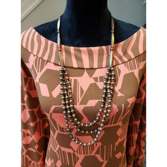 Attention Midi Dress Women XXL Multicolor Coral Honeycomb and Zebra Pattern - Picture 3 of 11